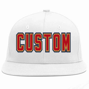 Custom White Red-Old Gold Casual Sport Baseball Cap