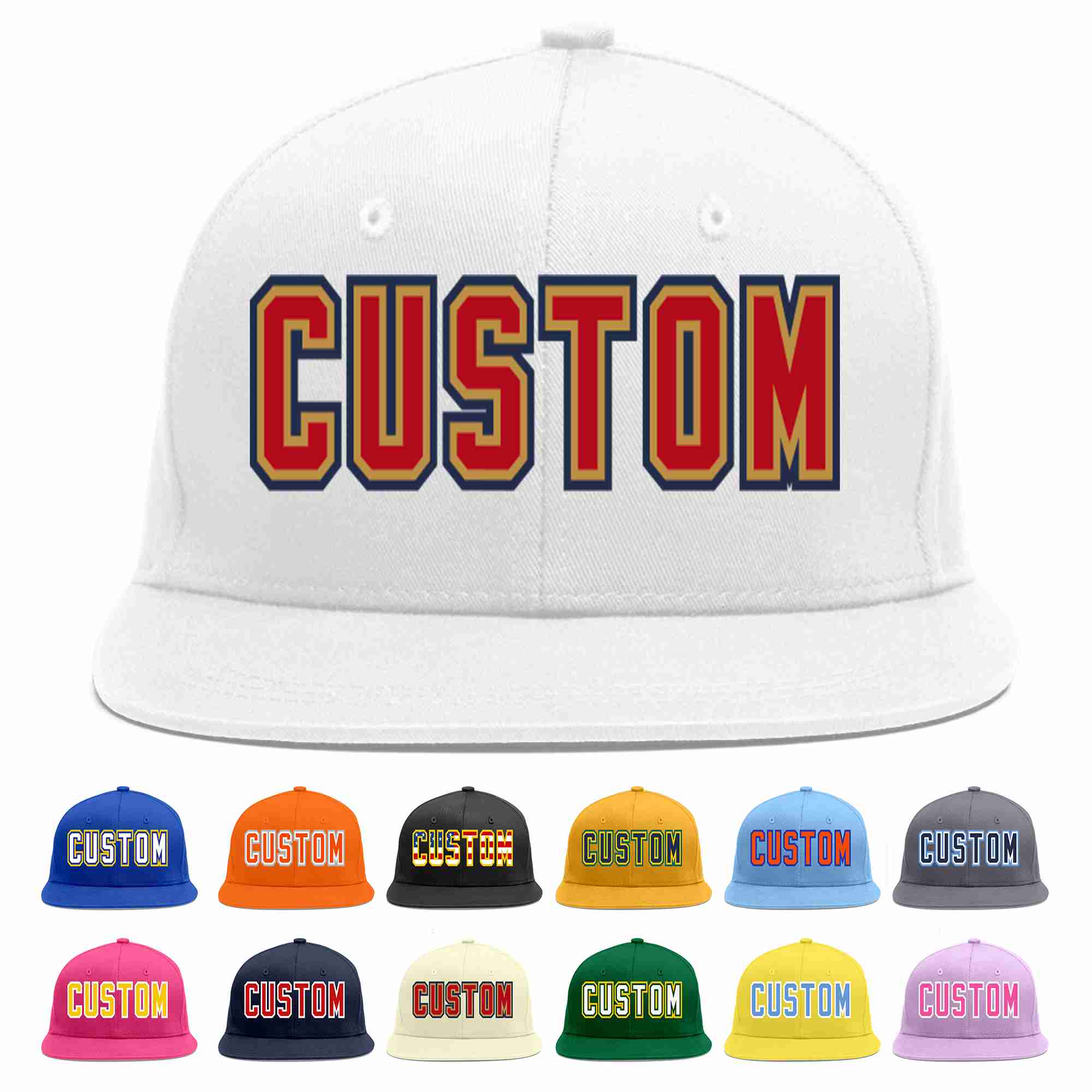 Custom White Red-Old Gold Casual Sport Baseball Cap