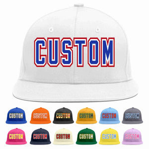 Custom White Royal-White Casual Sport Baseball Cap