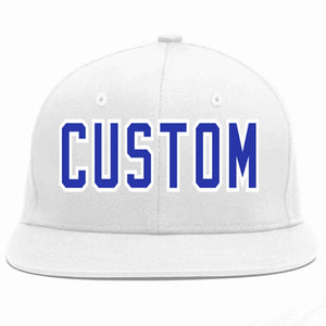 Custom White Royal-White Casual Sport Baseball Cap