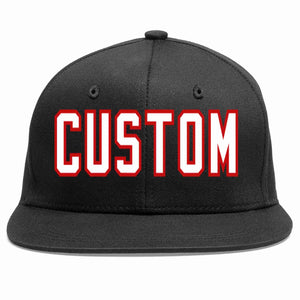 Custom Black White-Red Casual Sport Baseball Cap