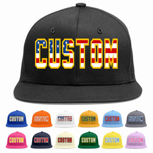 Custom Black Vintage?USA?Flag-Gold Casual Sport Baseball Cap