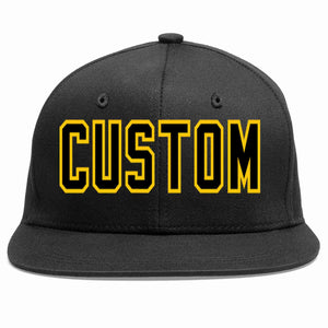 Custom Black Black-Gold Casual Sport Baseball Cap