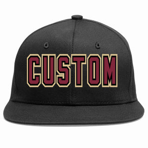 Custom Black Crimson-Black Casual Sport Baseball Cap