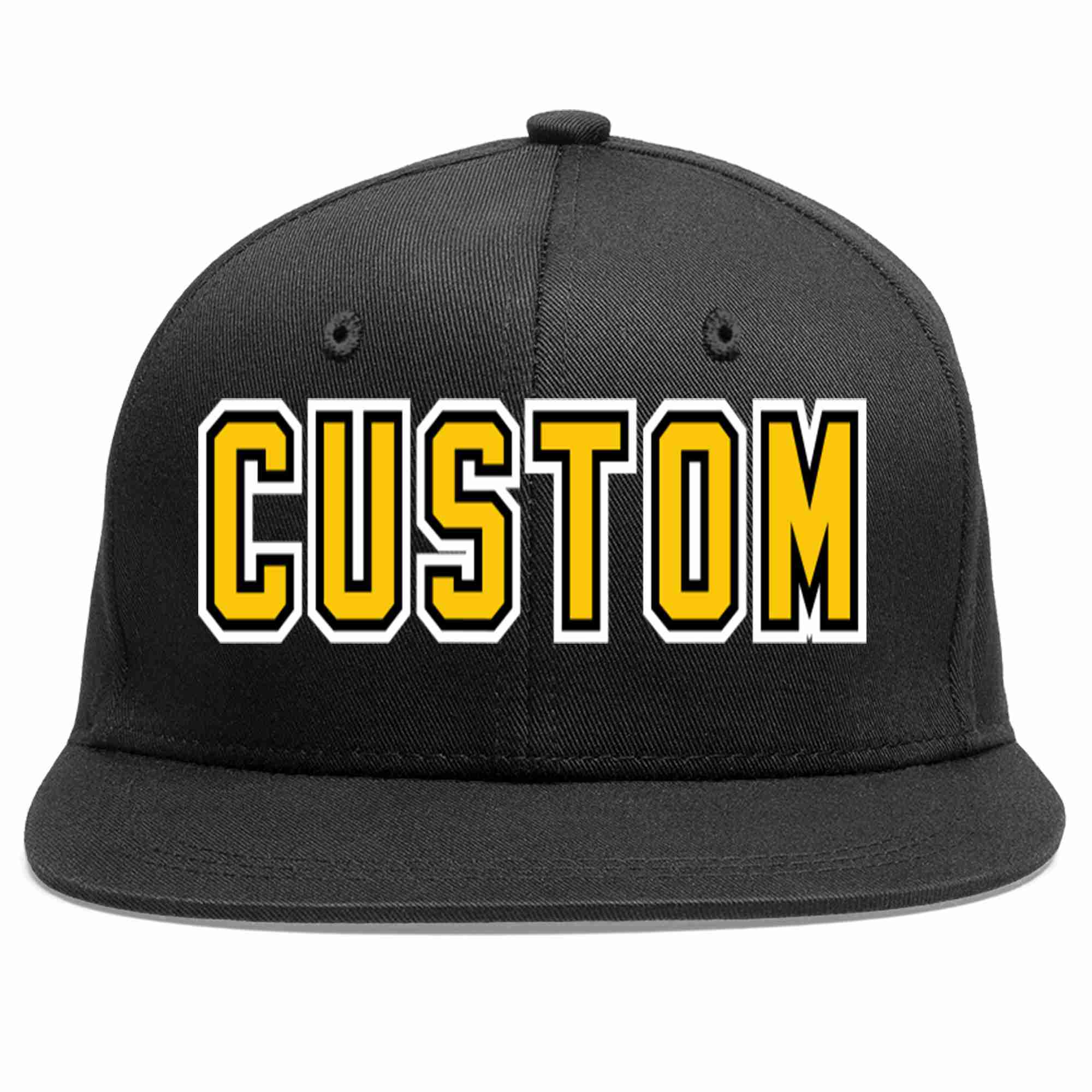 Custom Black Gold-Black Casual Sport Baseball Cap