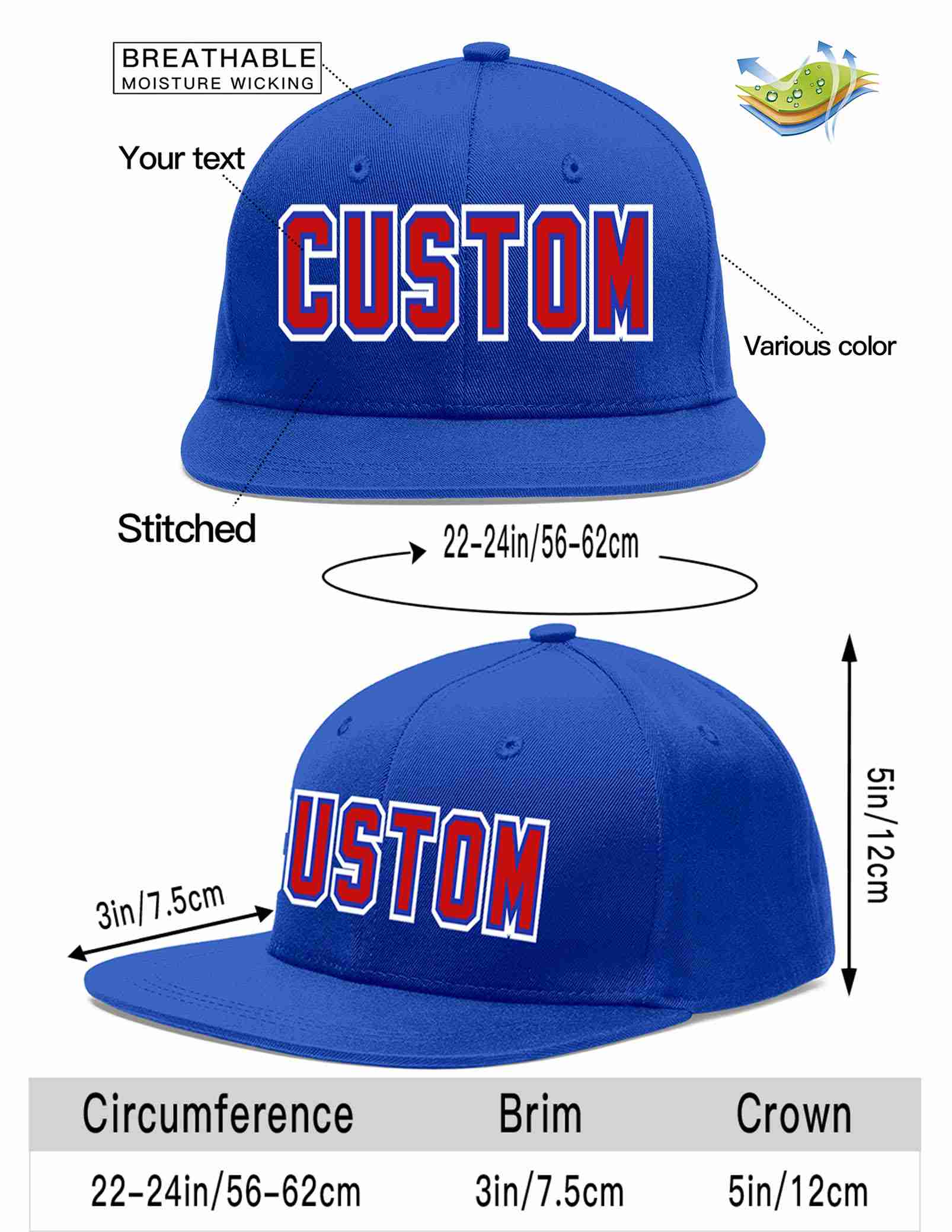 Custom Royal Red-Royal Casual Sport Baseball Cap