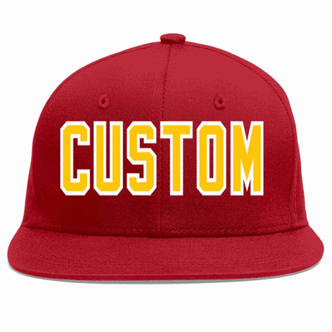 Custom Red Gold-White Casual Sport Baseball Cap