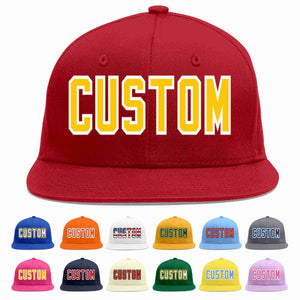 Custom Red Gold-White Casual Sport Baseball Cap