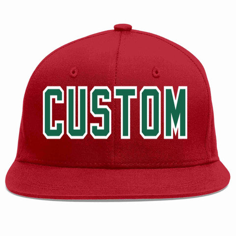 Custom Red Kelly Green-White Casual Sport Baseball Cap