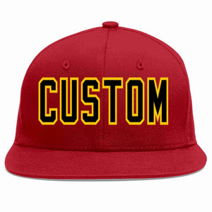 Custom Red Black-Gold Casual Sport Baseball Cap