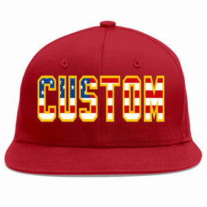 Custom Red Vintage USA Flag-Gold Casual Sport Baseball Cap