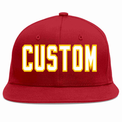 Custom Red White-Gold Casual Sport Baseball Cap