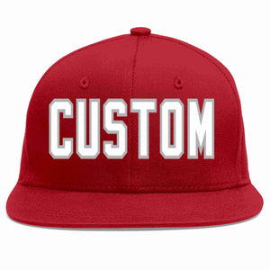 Custom Red White-Gray Casual Sport Baseball Cap