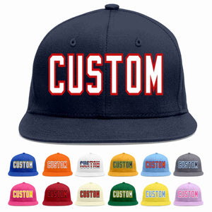 Custom Navy White-Red Casual Sport Baseball Cap