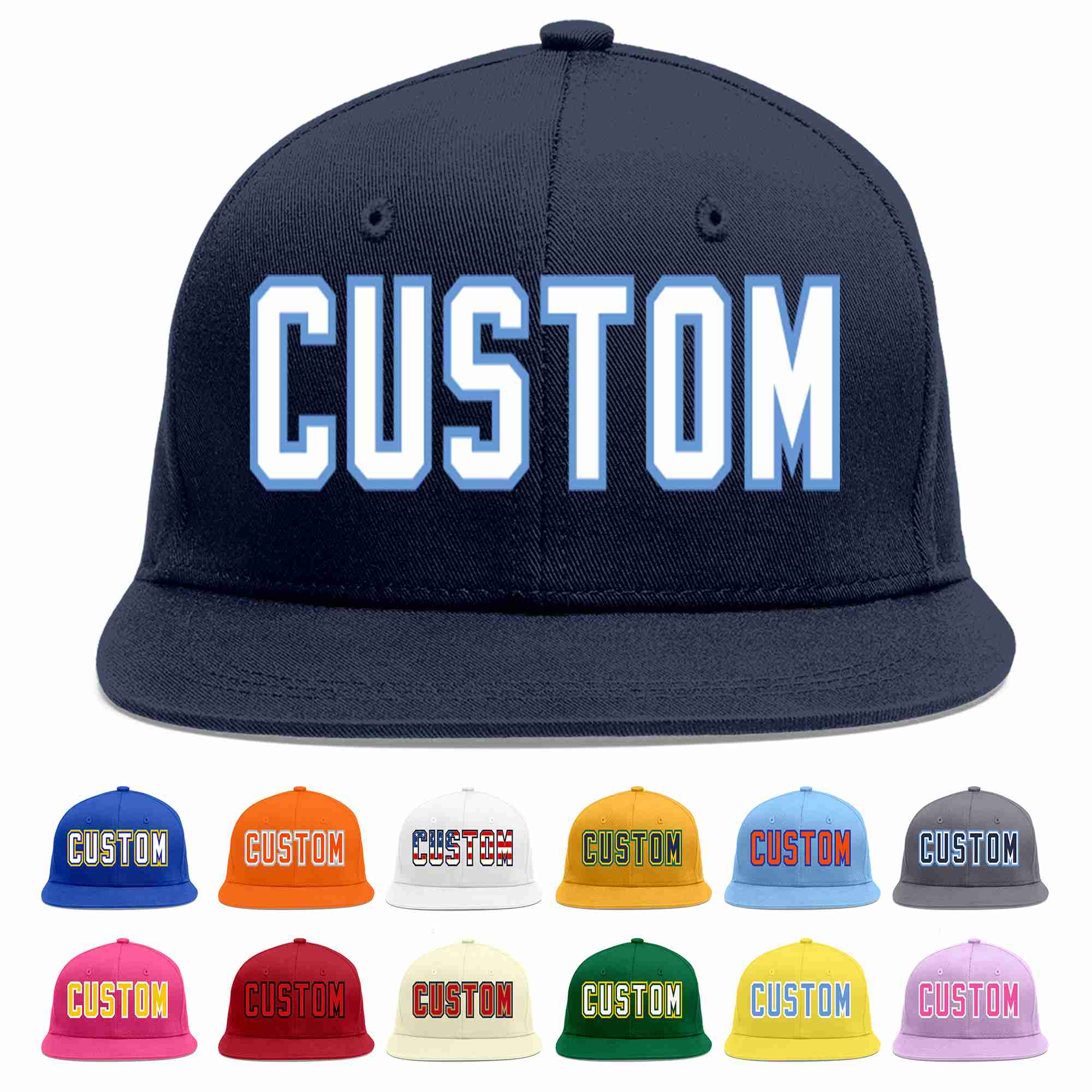 Casquette de baseball sport décontractée personnalisée bleu marine blanc-bleu clair