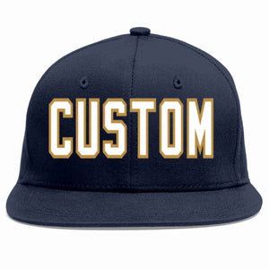 Custom Navy White-Old Gold Casual Sport Baseball Cap