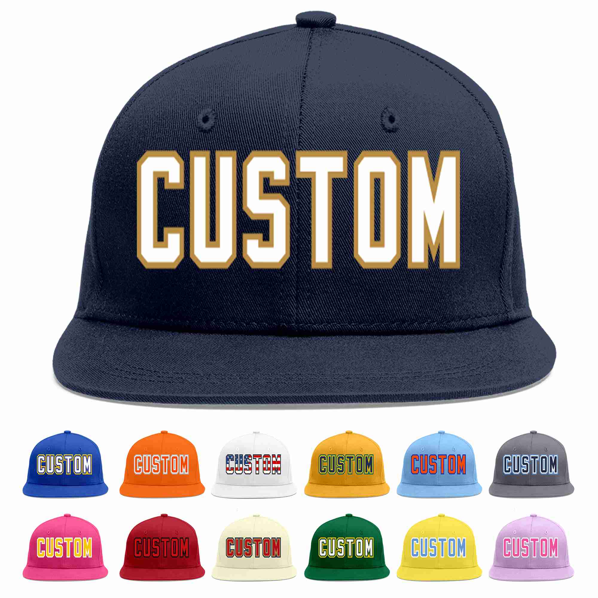 Custom Navy White-Old Gold Casual Sport Baseball Cap