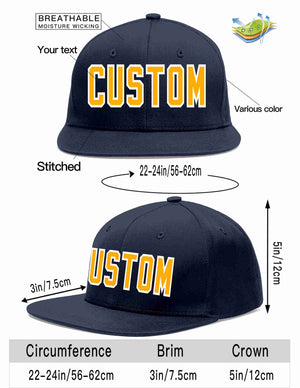 Custom Navy Yellow-White Casual Sport Baseball Cap