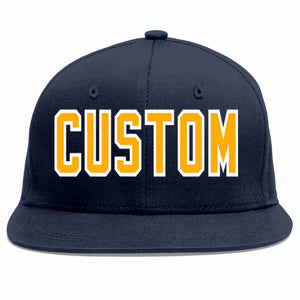 Custom Navy Yellow-White Casual Sport Baseball Cap