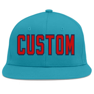 Casquette de baseball personnalisée Aqua Red-Navy Flat Eaves Sport