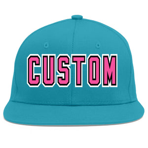 Casquette de baseball personnalisée Aqua Pink-Black Flat Eaves Sport