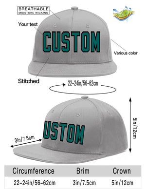 Casquette de baseball sport personnalisée gris aqua-noir plat Eaves