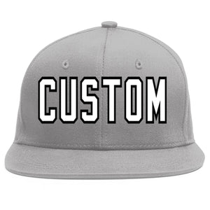 Custom Gray White-Black Flat Eaves Sport Baseball Cap