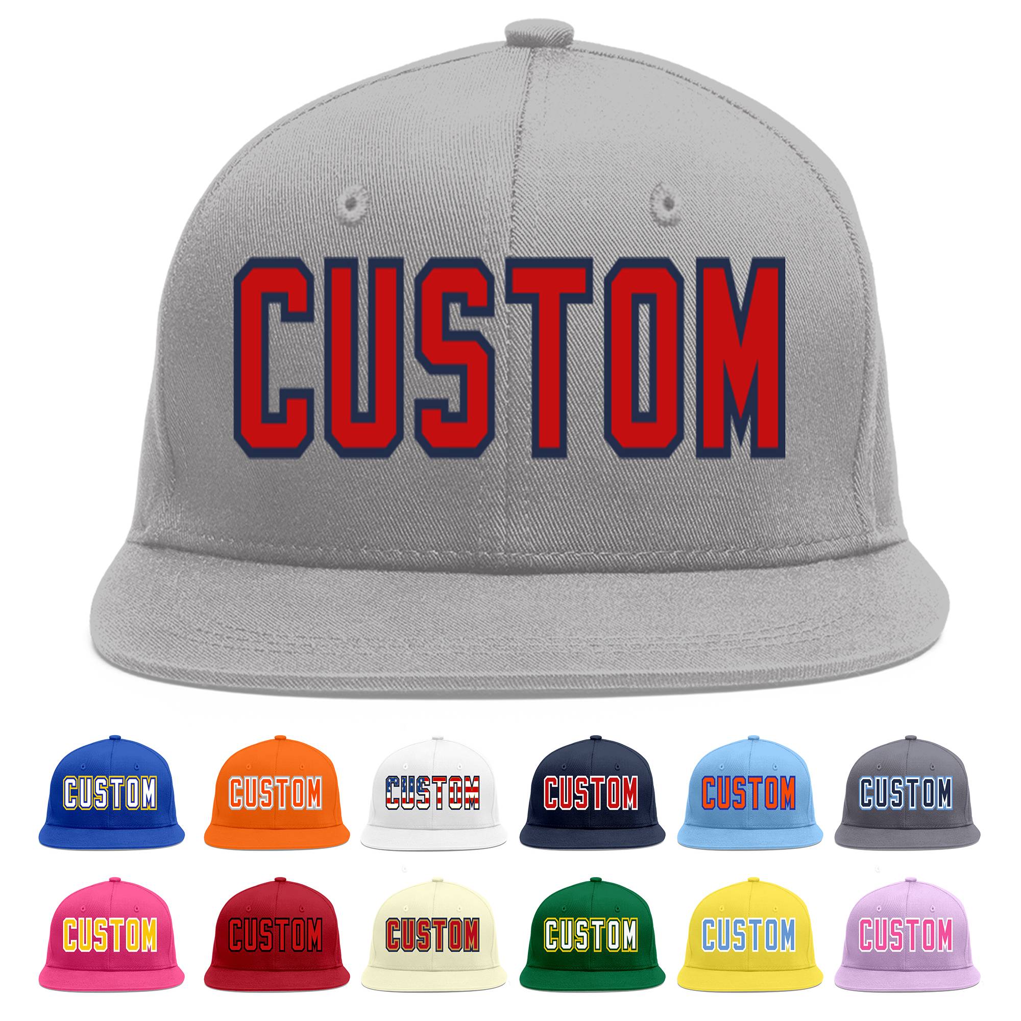 Casquette de baseball sport personnalisée gris rouge-marine Flat Eaves