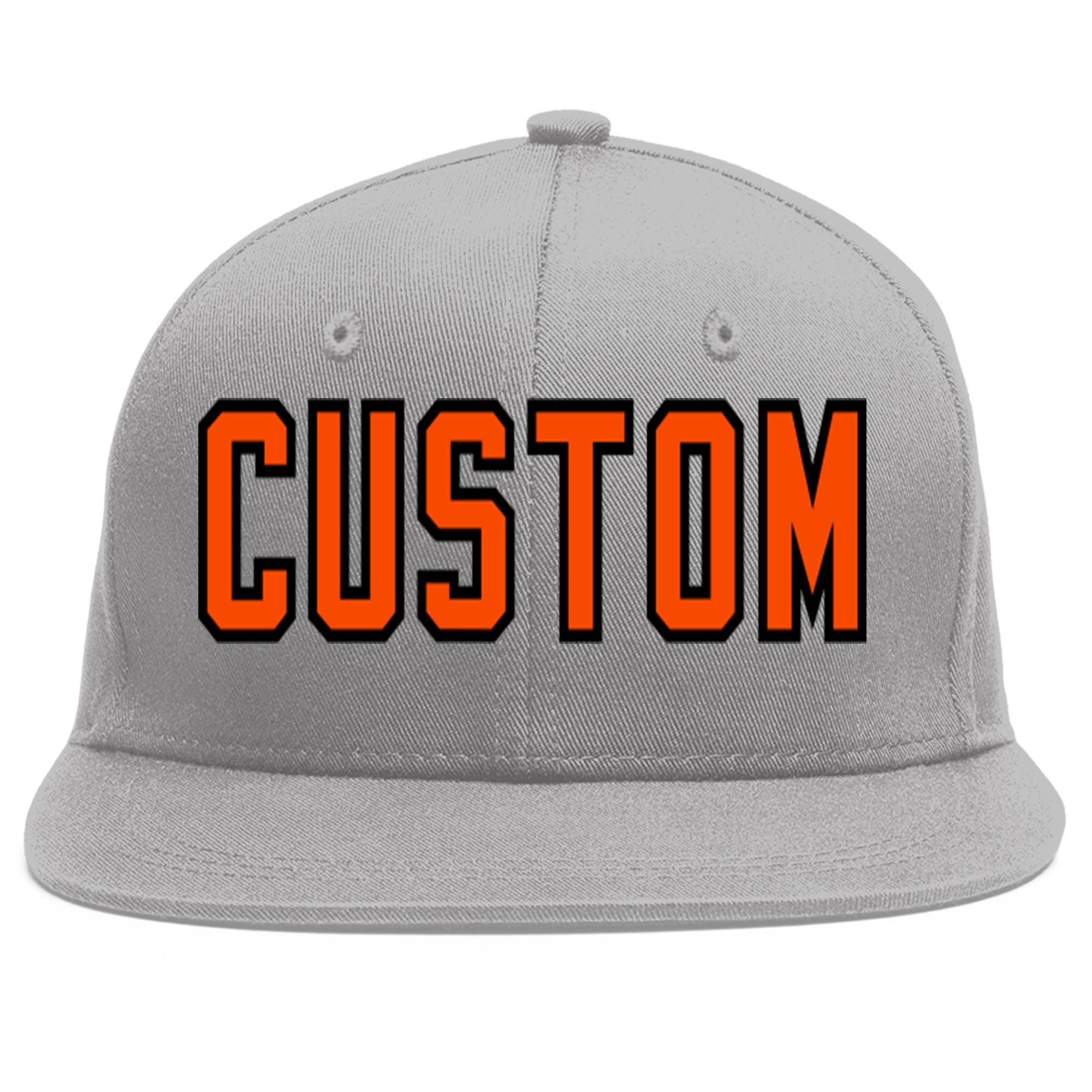 Casquette de baseball sport personnalisée gris orange-noir Flat Eaves