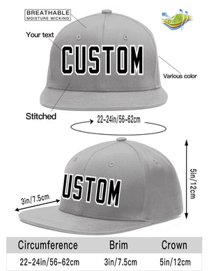 Custom Gray Black-White Flat Eaves Sport Baseball Cap