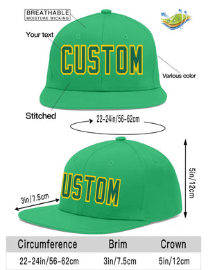 Casquette de baseball personnalisée Kelly Green-Gold Flat Eaves Sport