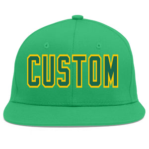 Casquette de baseball personnalisée Kelly Green-Gold Flat Eaves Sport