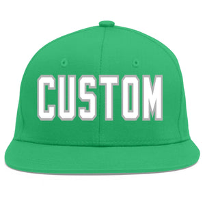 Custom Teal White-Gray Flat Eaves Sport Baseball Cap