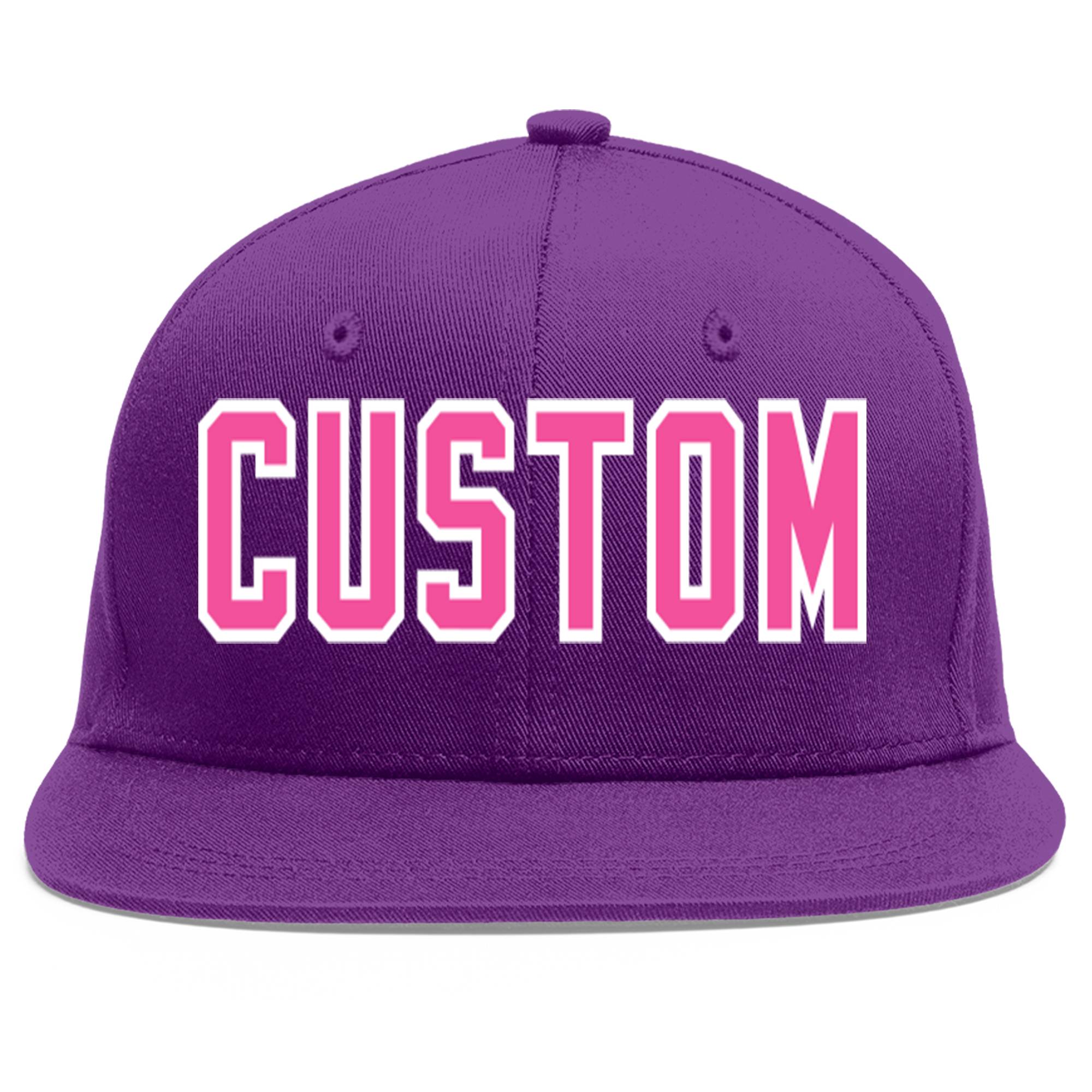 Casquette de baseball sport personnalisée violet rose-blanc avec avant-toit plat