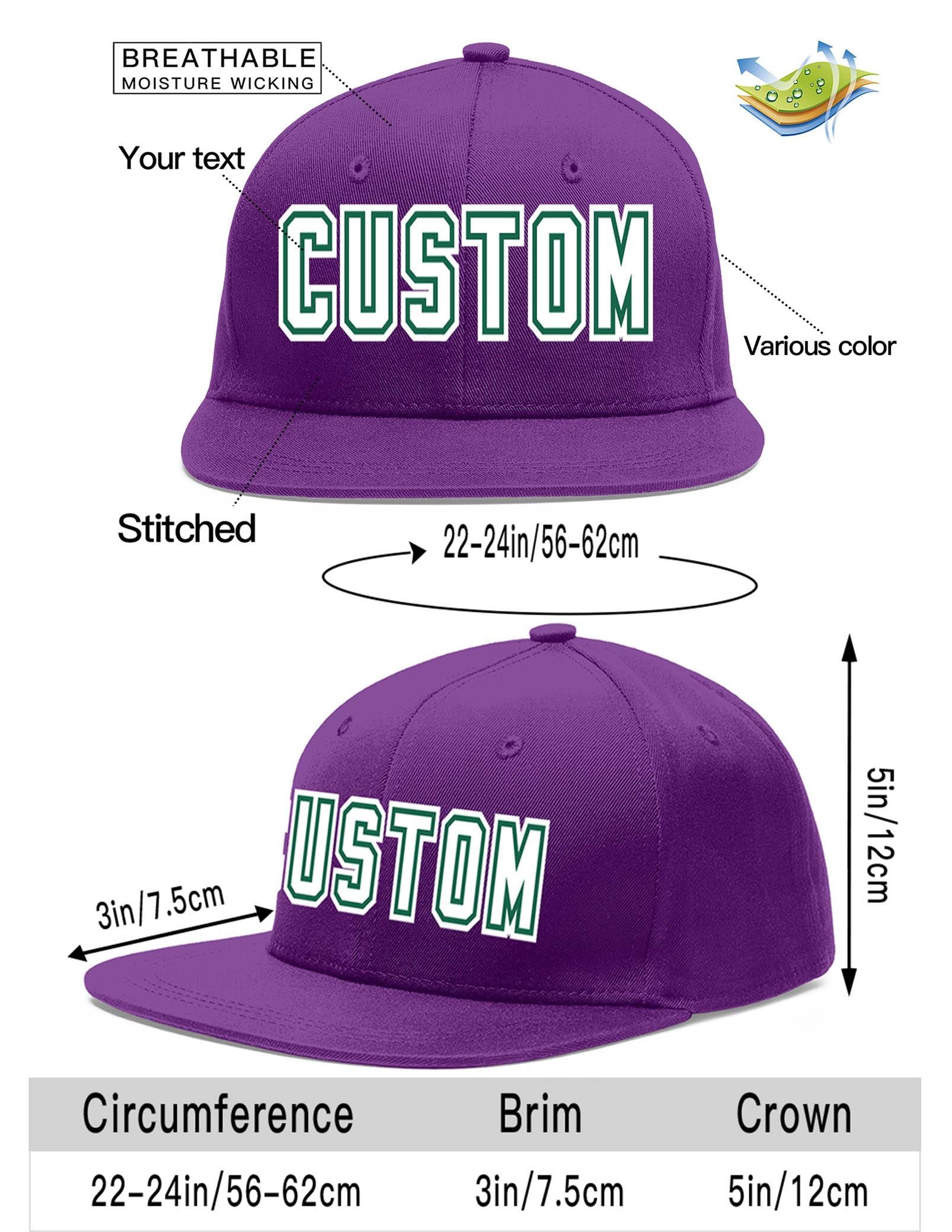 Casquette de baseball personnalisée violet blanc-vert Kelly Flat Eaves