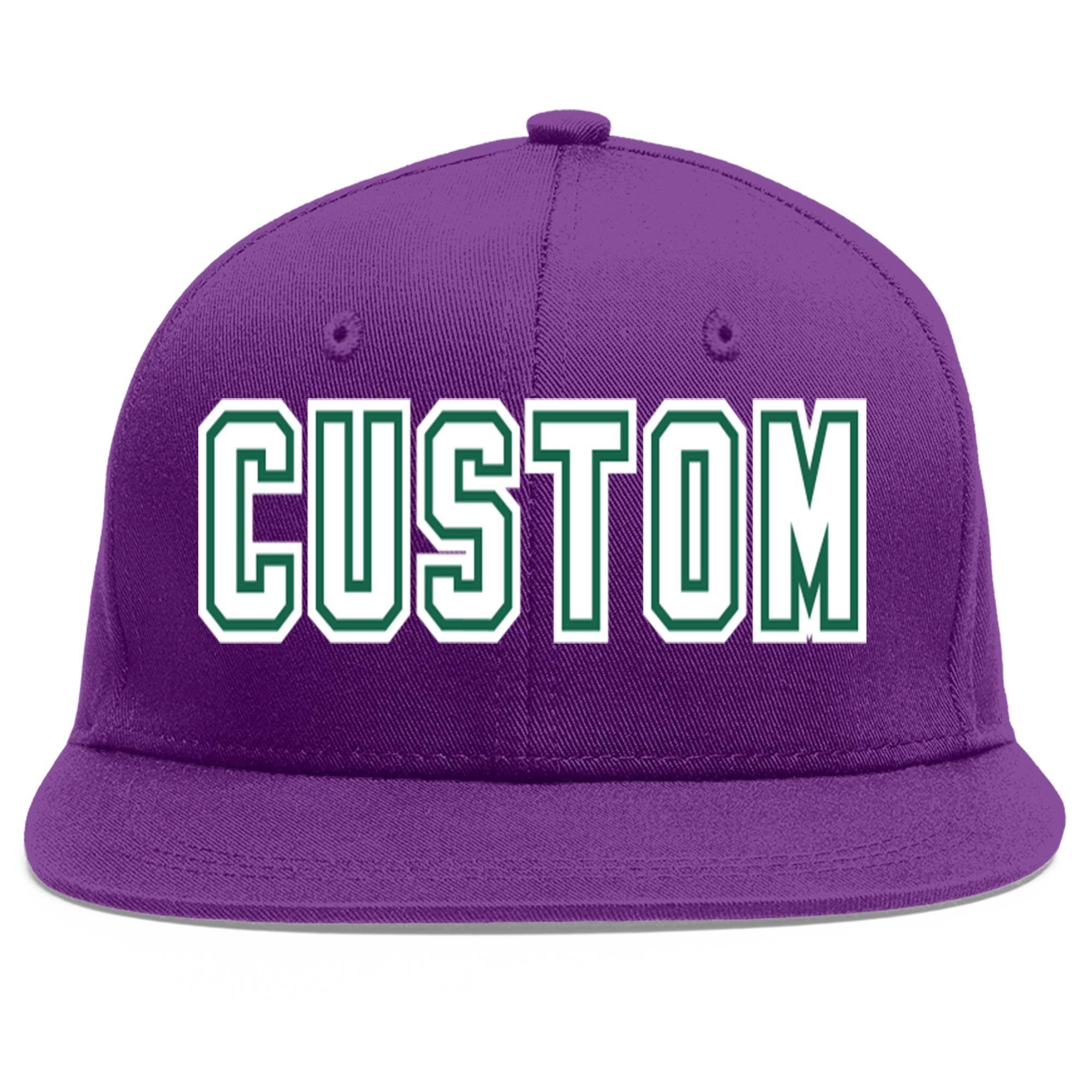 Casquette de baseball personnalisée violet blanc-vert Kelly Flat Eaves