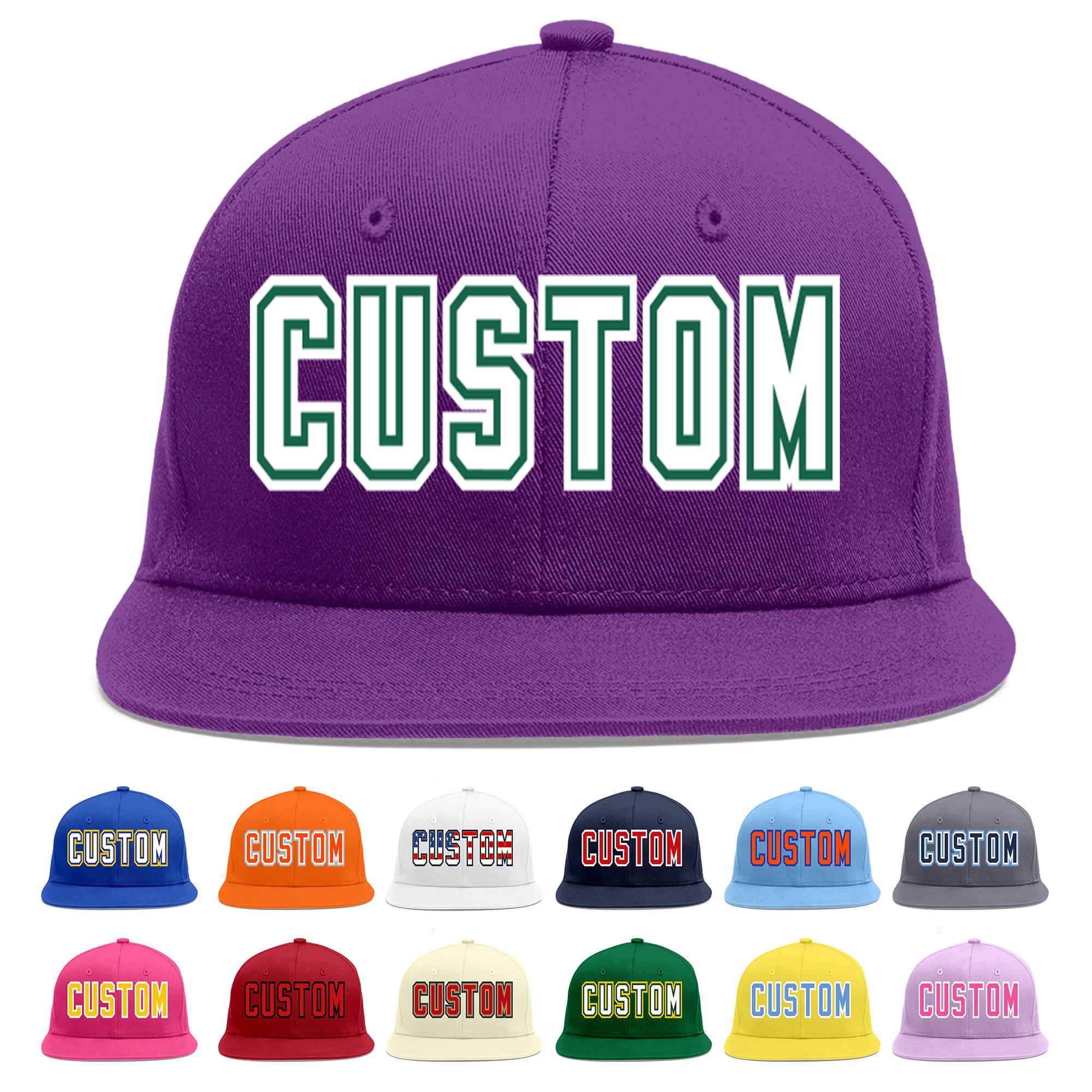 Casquette de baseball personnalisée violet blanc-vert Kelly Flat Eaves