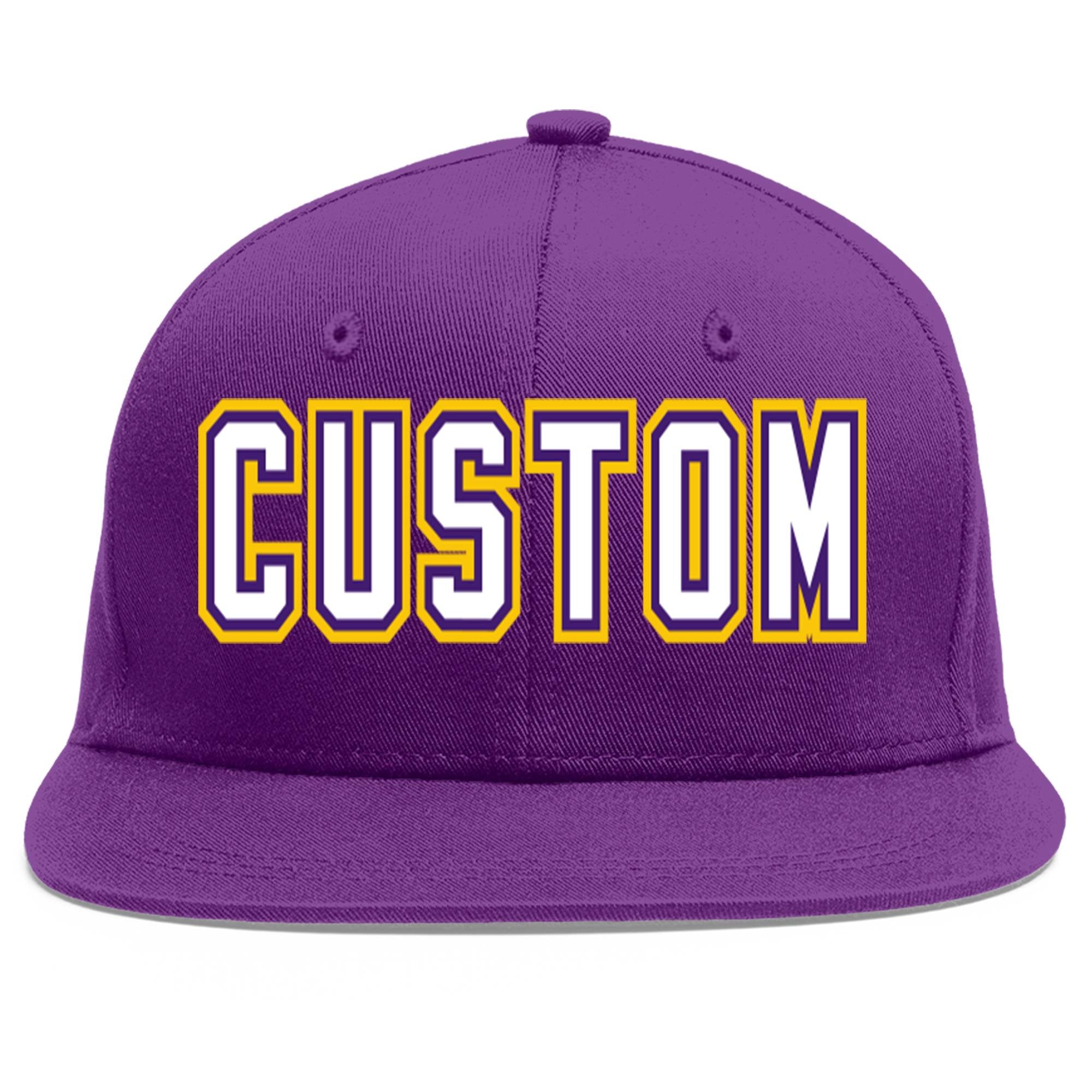 Casquette de baseball sport personnalisée violet blanc-violet plat Eaves