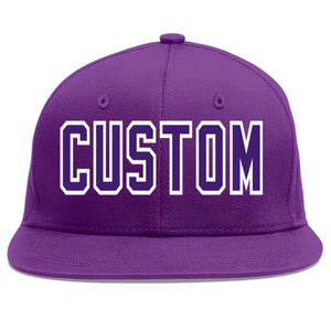 Casquette de baseball personnalisée, violet, violet, blanc, plat, avant-toit, sport