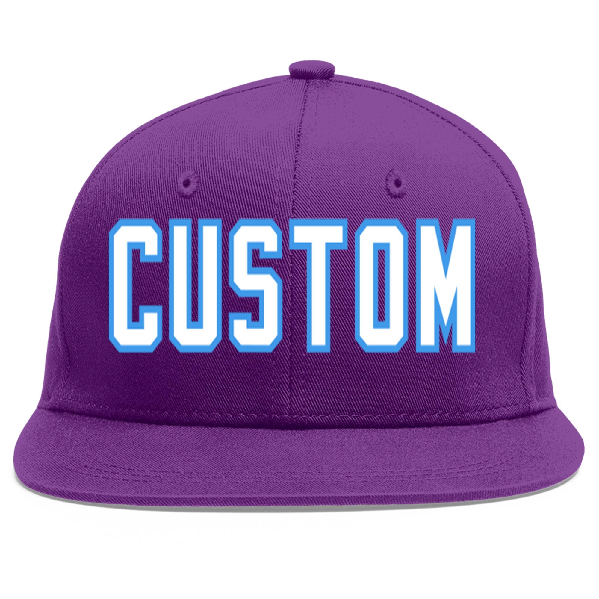 Casquette de baseball sport personnalisée violet blanc-poudre bleu plat Eaves