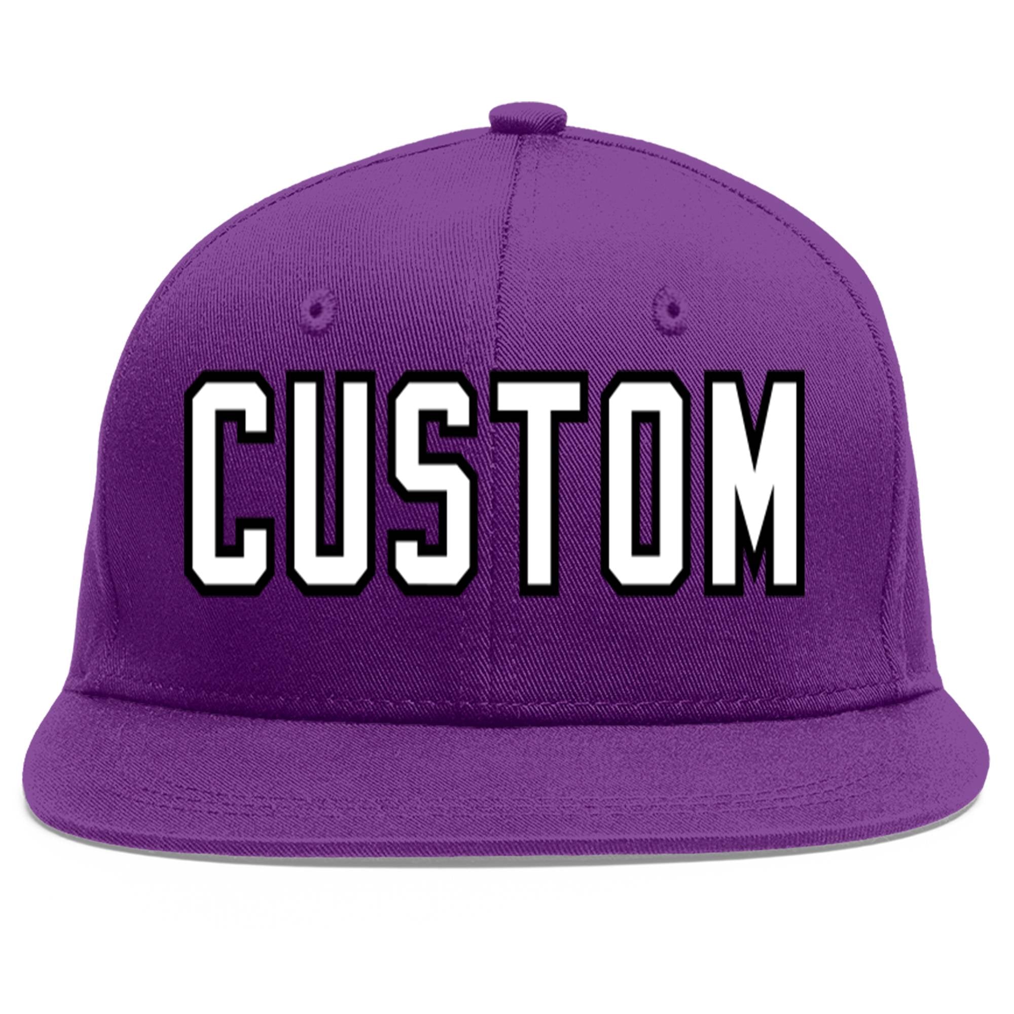 Casquette de baseball sport personnalisée violet blanc-noir Flat Eaves