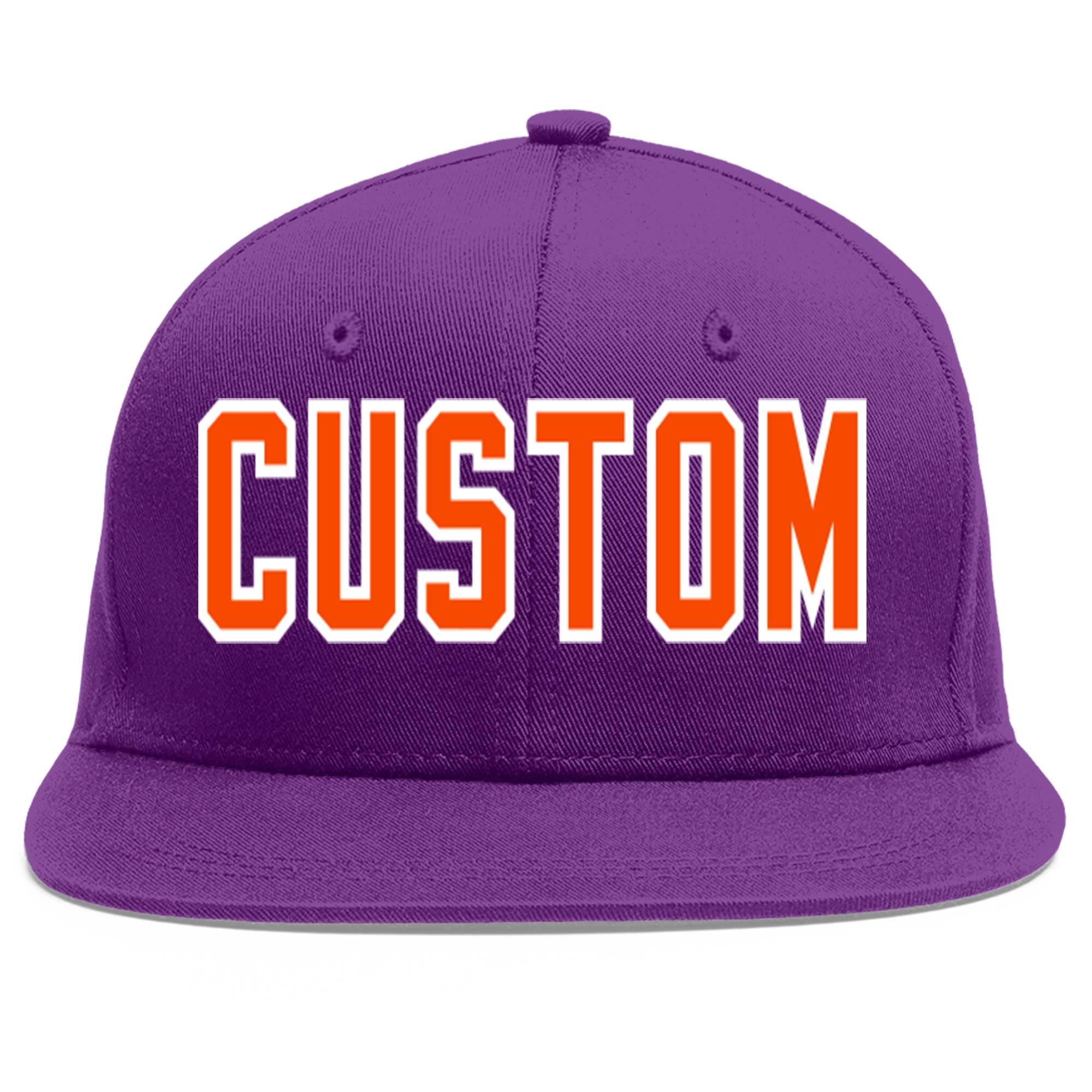 Casquette de baseball sport personnalisée violet orange-blanc plat Eaves