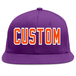 Casquette de baseball sport personnalisée violet orange-blanc plat Eaves