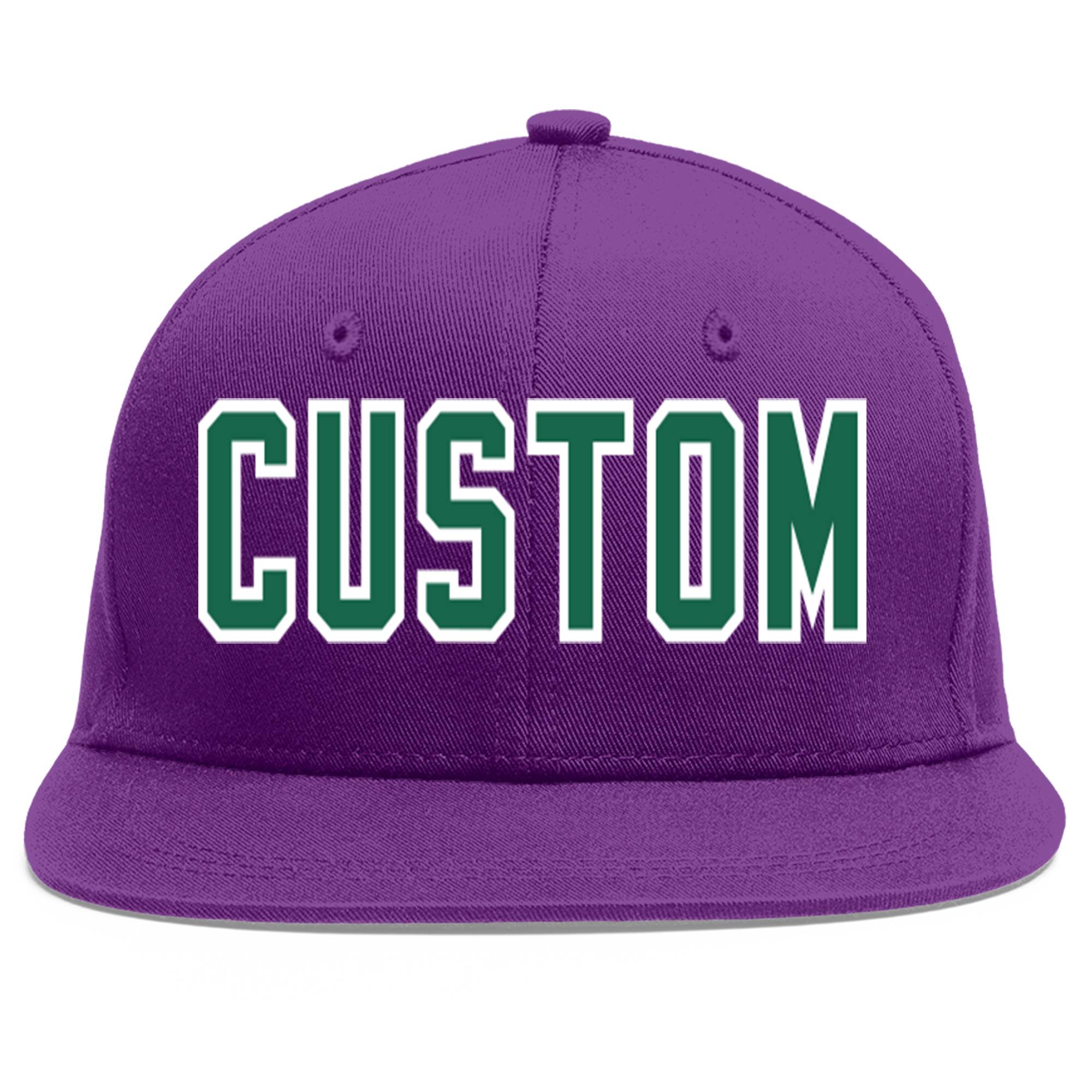 Casquette de baseball personnalisée violet Kelly vert-blanc plat Eaves Sport