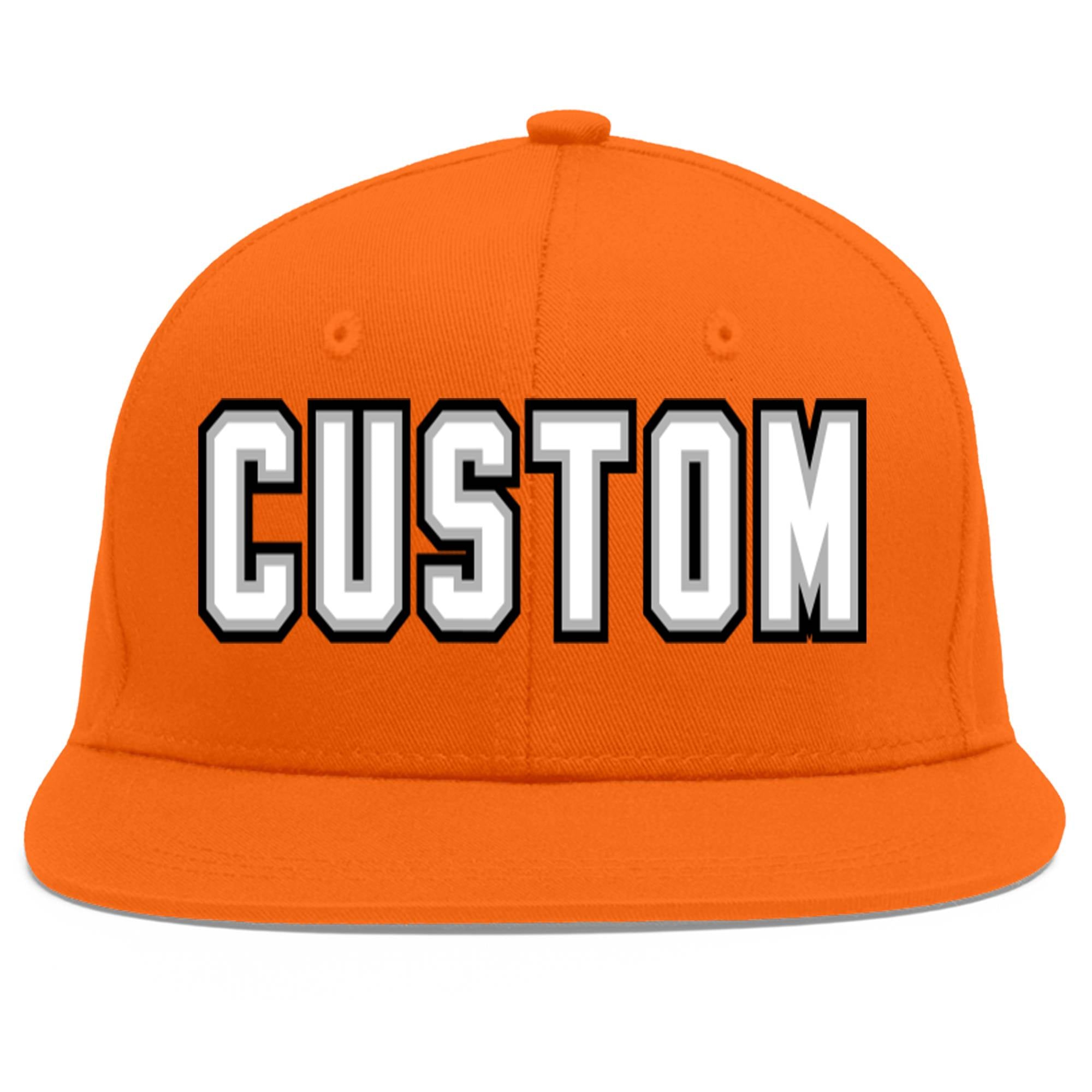 Custom Orange White-Gray Flat Eaves Sport Baseball Cap