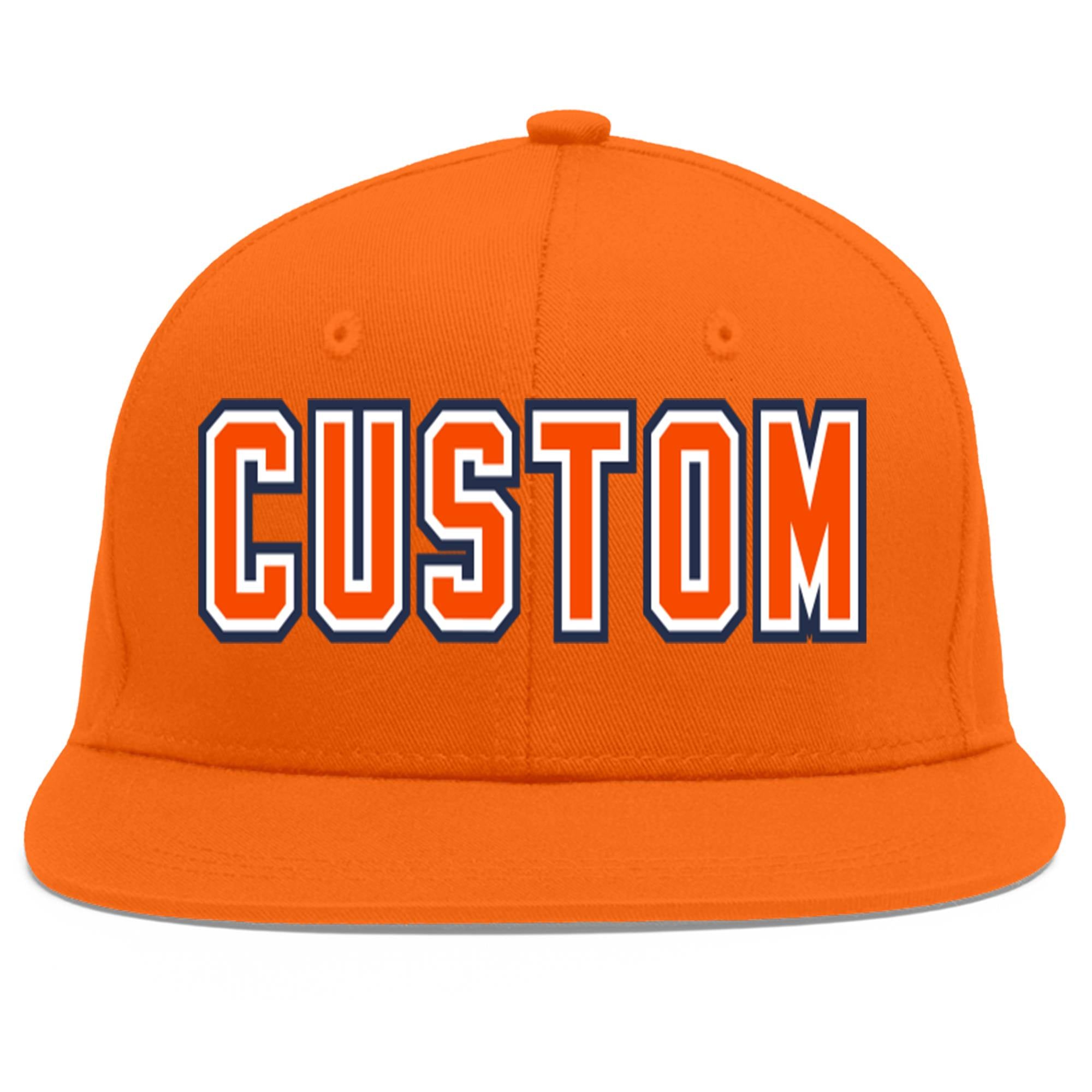 Custom Orange Orange-White Flat Eaves Sport Baseball Cap