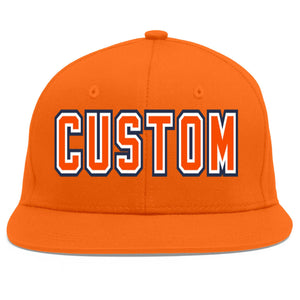 Custom Orange Orange-White Flat Eaves Sport Baseball Cap