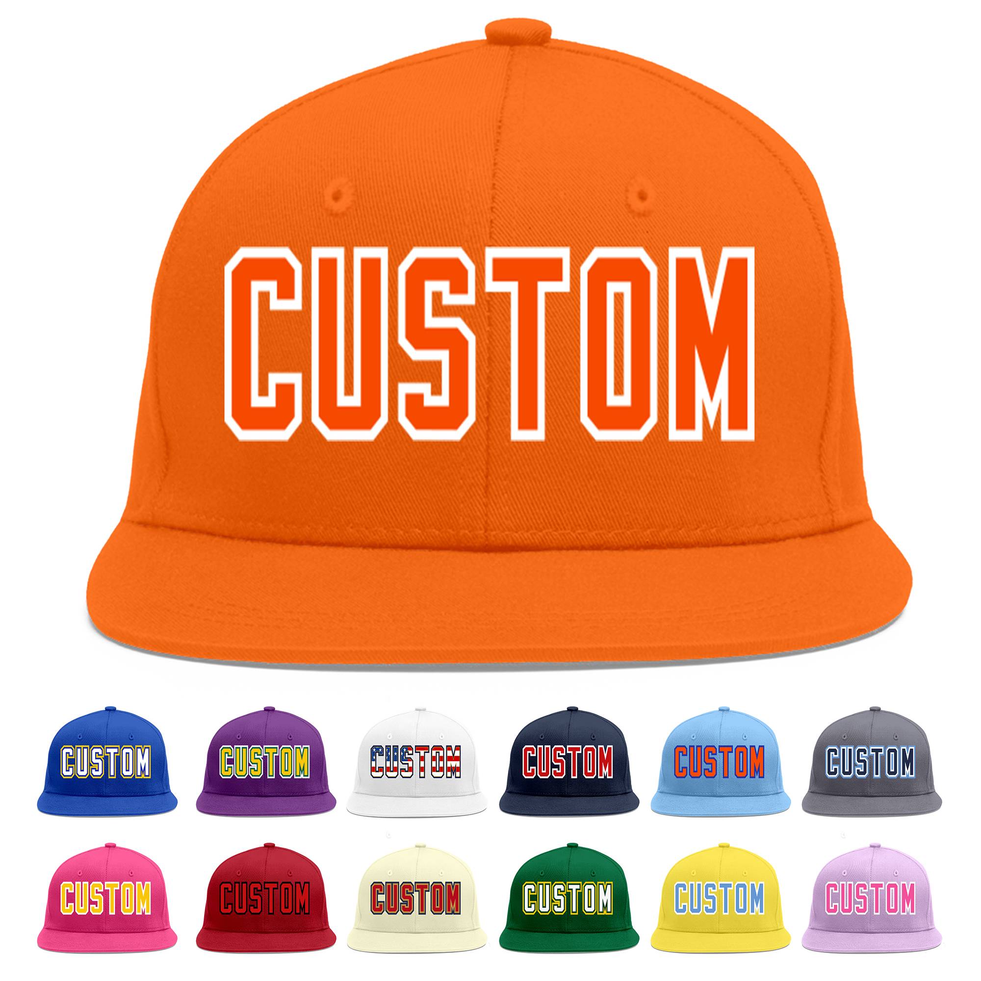 Casquette de baseball sport personnalisée Orange Orange-Blanc Flat Eaves