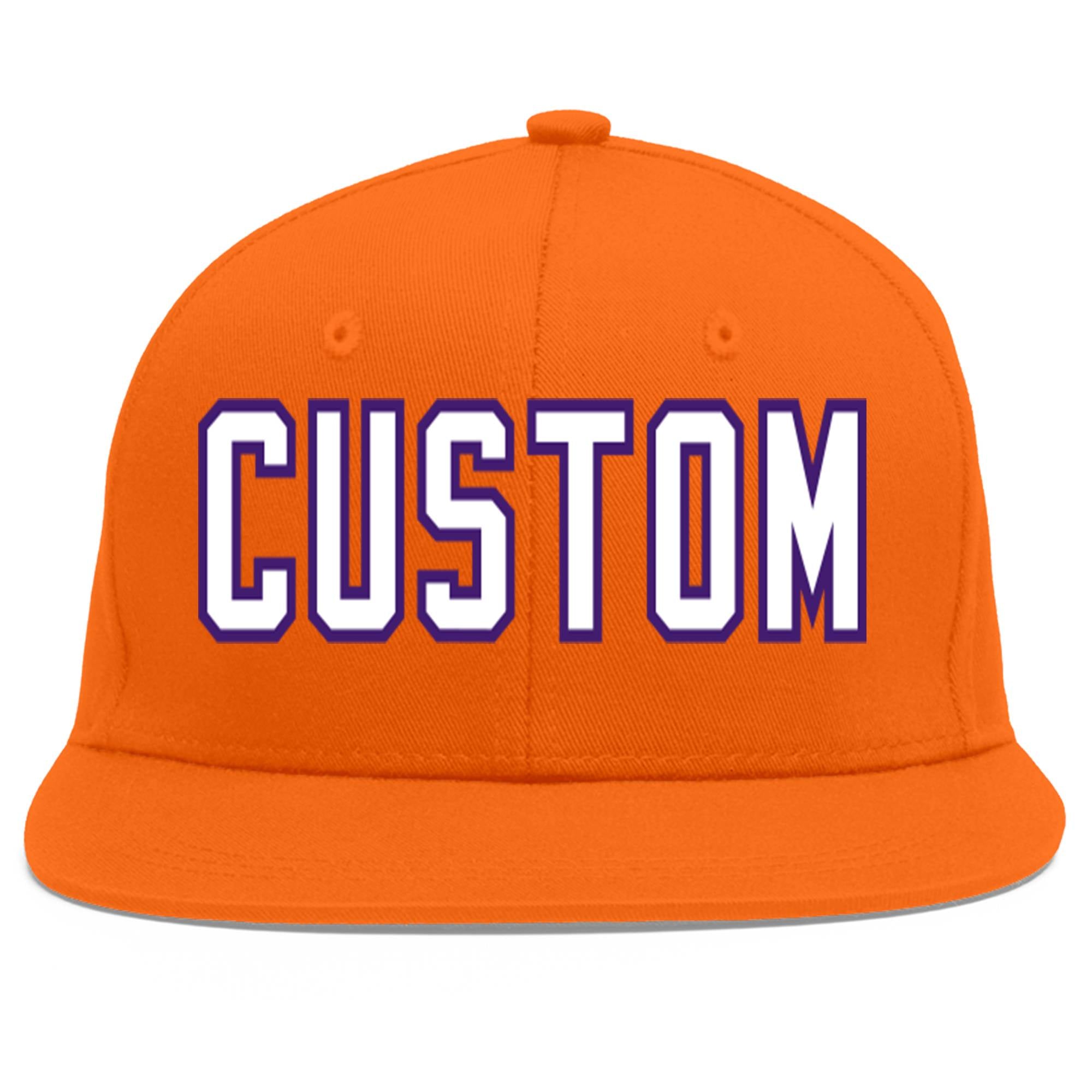 Casquette de baseball sport personnalisée orange blanc-violet Flat Eaves