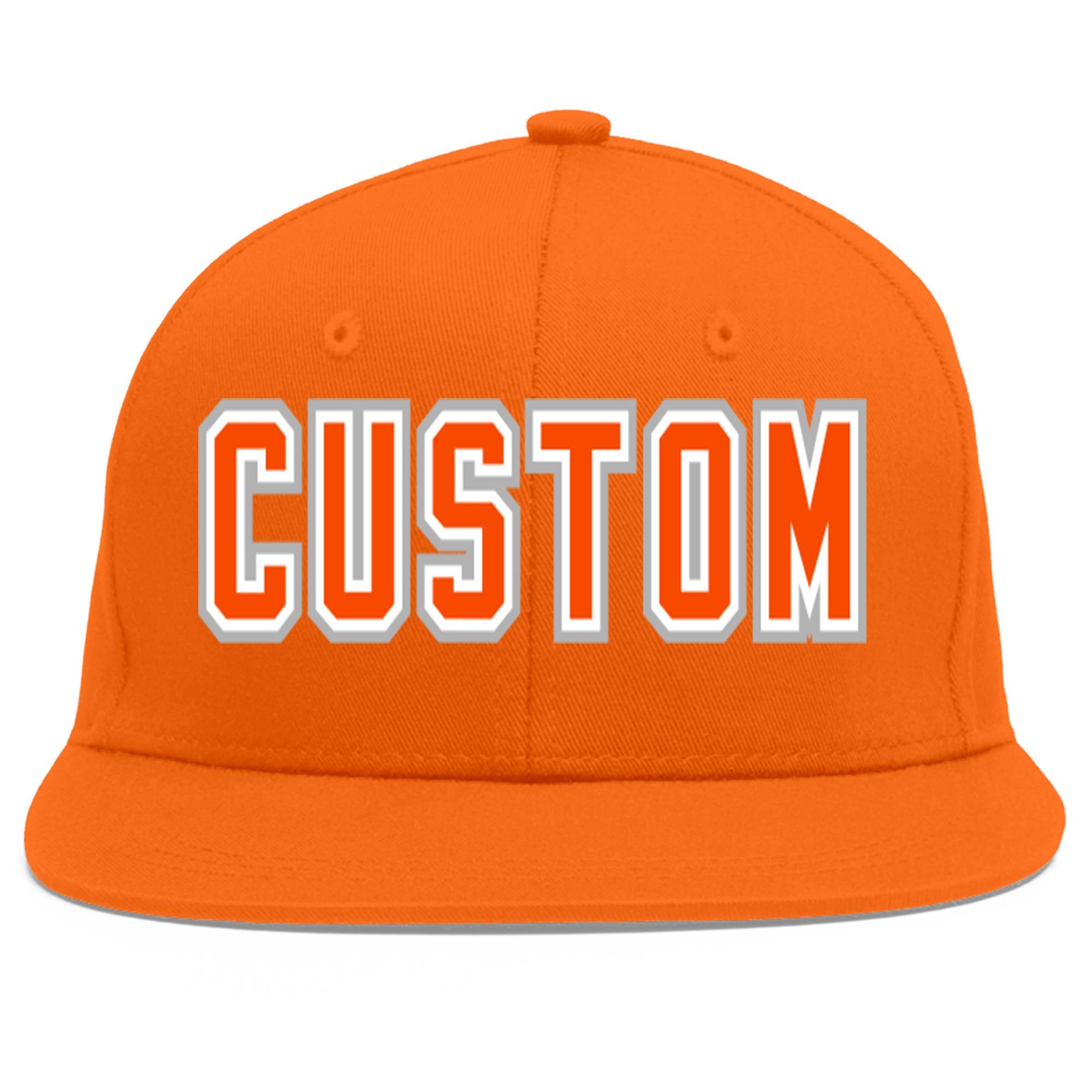 Custom Orange Orange-White Flat Eaves Sport Baseball Cap